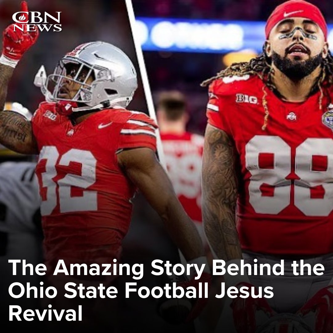 CBNNews's tweet photo. Something undeniably incredible is happening at The Ohio State University when it comes to the name of Jesus. To uncover the real story, CBN's Raj Nair is joined by one of the Buckeyes' 2024 National Champions, Gee Scott Jr.

WATCH: https://t.co/MkF0dRo3dh https://t.co/EYpIp1J4wj