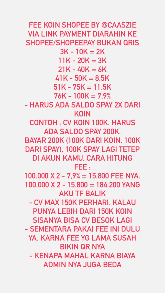 brulaee's tweet image. cv koin shopee fee baru. max 150k bisa 2x karena aku batasi. kalau tanya aman apa engga aku kurang tau karena setiap akun beda2 ya. jadi yg mau2 ajaa🙌🏻