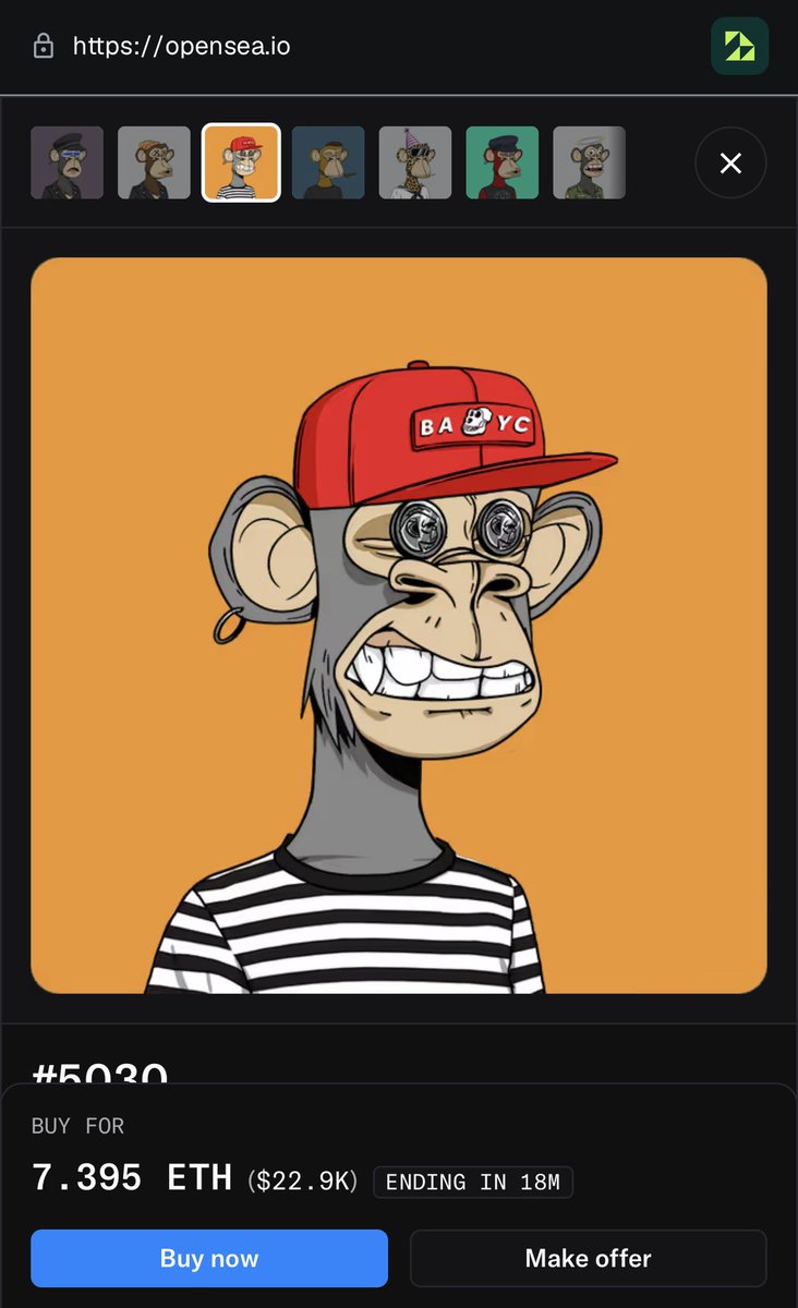 Eyeing this beautiful <a href="/BoredApeYC/">Bored Ape Yacht Club 🍌</a> anyone got a spare $20k lying around. I’m a little short. lol