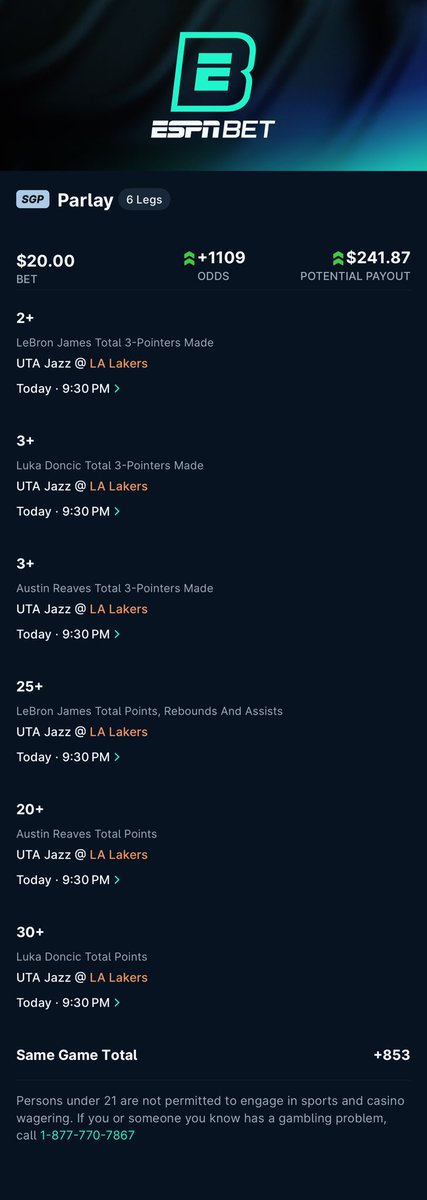 Welcome back 👑 #Lotto ⁦<a href="/ESPNNBA/">NBA on ESPN</a>⁩ Bet with me on <a href="/ESPNBET/">ESPN BET</a> espnbet.com/shared_bet?id=…   Need a deal