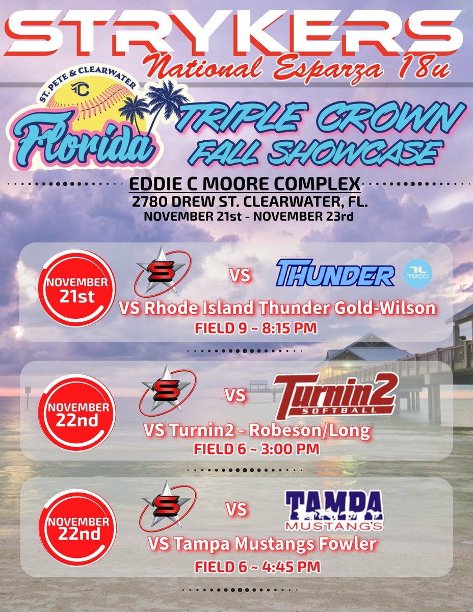 So excited to compete in Clearwater this weekend with my team to close out the season!! Here’s my schedule!
 <a href="/NationalEsparza/">Strykers National Esparza 🚂</a>