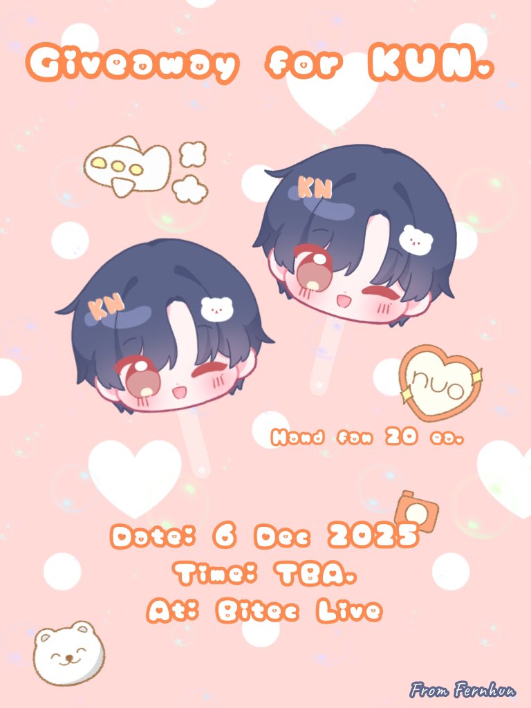 fernhun's tweet photo. 🐻‍❄️GIVEAWAY FOR KUN🐻‍❄️
Hand Fan 20 EA.

Date: 6 DEC 2025
Time: TBA.
At: Bitec Live

ฝากมารับคุนเกอหน่อยน้า #WayV_NOWayOUT_BANGKOK
#WayV_NOWayOUT_CONCERT_in_BANGKOK https://t.co/cM467QlzYV