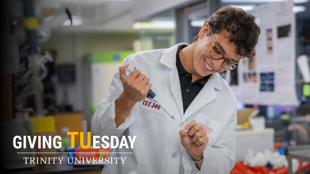 Trinity_U's tweet image. Give the gift of opportunity this Giving TUesday, December 2. Your support fuels the critical funds that provide the resources Trinity students need to make the most of their time on campus.

🔗 trinity.pulse.ly/k45ykvkd4d