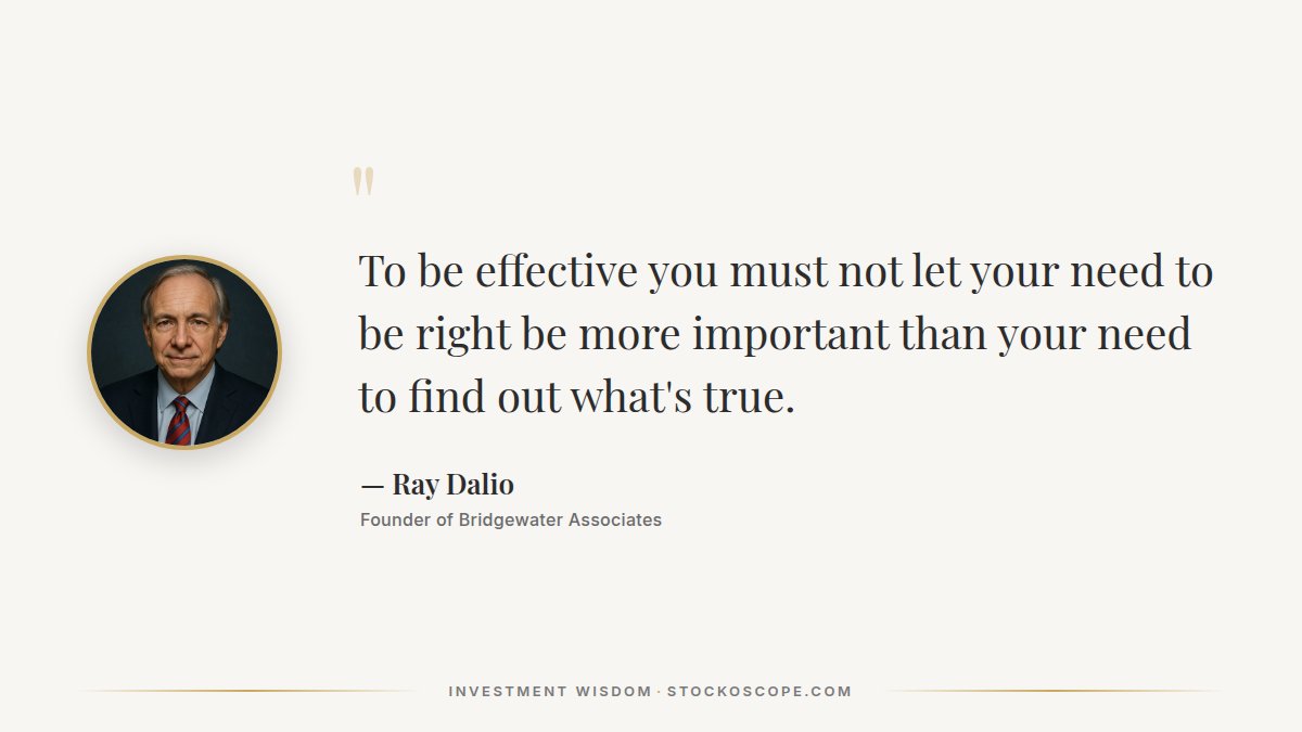 stockoscope's tweet image. Classic wisdom from Ray Dalio

Check your ego and remain open to information that contradicts your views. Being right about the truth is more important than defending your original position.

#InvestingWisdom #Dalio #IntellectualHumility #TruthSeeking #EgoManagement