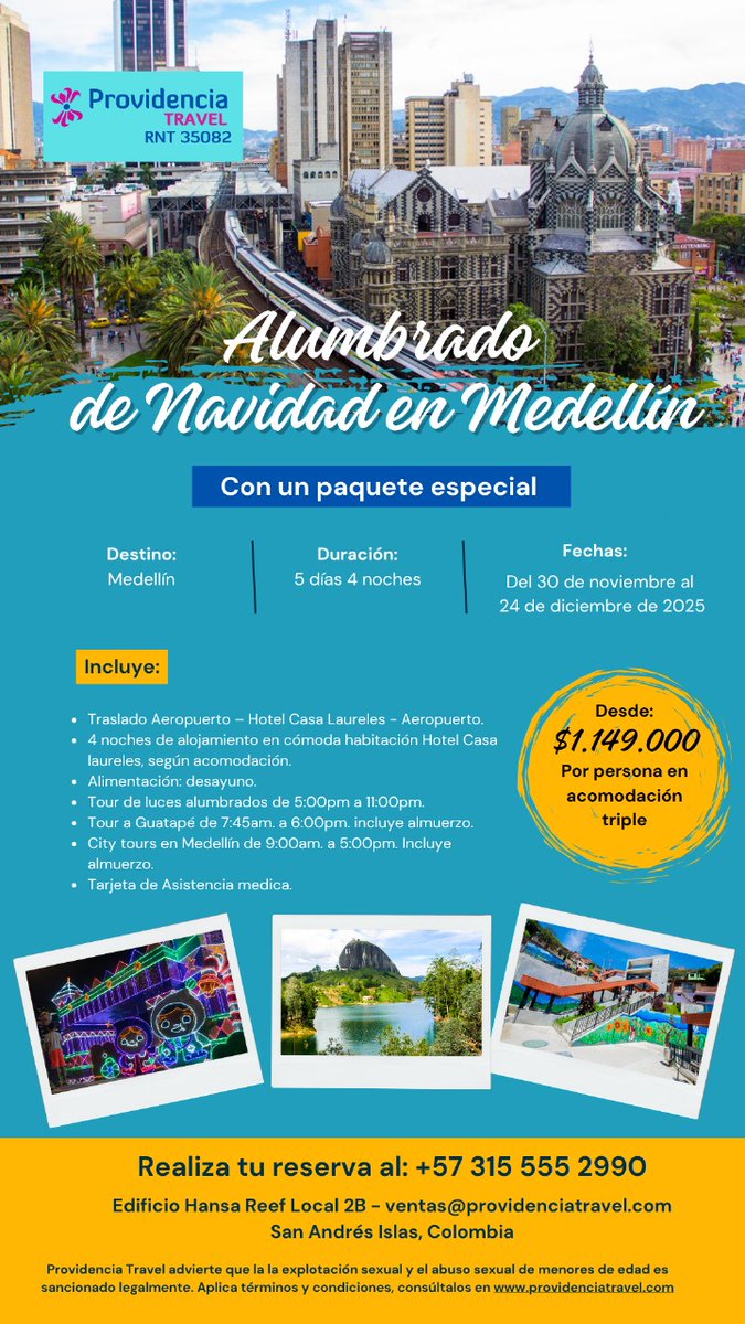 providenciatra's tweet photo. Visita Medellin para alumbrados de Navidad con Providencia Travel. Reservas +57 3157700430 https://t.co/sGVkMSdCXD
