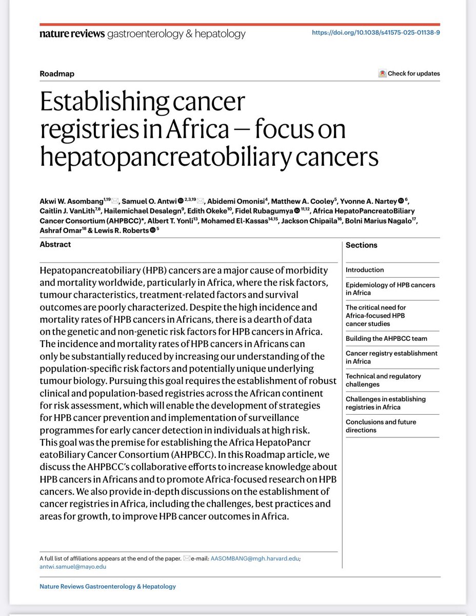 AkwiAsombangMD's tweet image. PUBLICATION ALERT! #COLLABORATION for success!

Excited to share our publication in  @SpringerNature @NatRevGastroHep 

✅ We discuss @AfricaHPBCC collaborative eforts to increase knowledge about HPB cancers in Africans &amp;amp; promote Africa-focused research on HPB cancers
#GITwitter