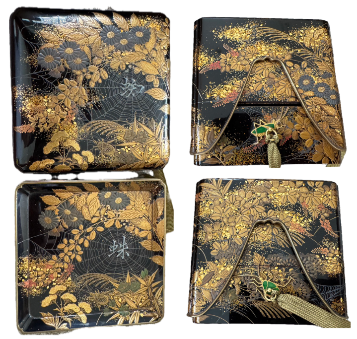 買取実績のご紹介：金蒔絵 重箱】 このお重は、漆黒の背景に豪華な金彩