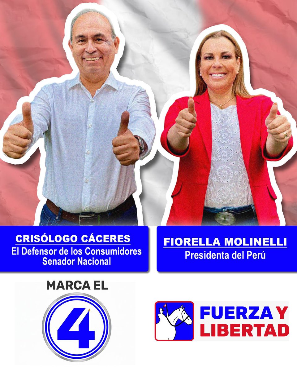 Estimad@s amig@s, he decidido postular al Congreso como Senador Nacional por el partido Fuerza y Libertad de mi querida amiga <a href="/FioreMolinelli/">Fiorella Molinelli</a>

He pasado los últimos 35 años de mi vida defendiendo a los consumidores desde <a href="/ASPECPERU/">ASPEC OFICIAL</a>. Lo seguiré haciendo desde el <a href="/congresoperu/">Congreso del Perú 🇵🇪</a>