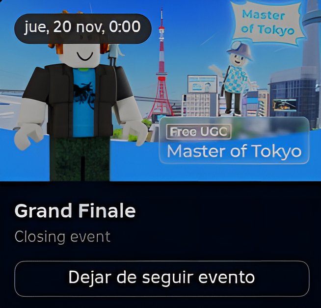 ErickZeein's tweet image. 🎮:🗼HOLA! AMIGOS DE TOKYO🗼

»roblox.com/es/games/15015…

📍: ??

»[por ahora nose a subido al catálogo]

📊: ??
♦️: ?
🗓️&amp;amp;⌚: Jueves 20 de noviembre | 12:00 am EST[POR LA NOCHE]
roblox.com/es/events/3207…
roblox.com/es/communities…
#RobloxUGCLimited #viral #RobloxFreeUGC #RobloxDev