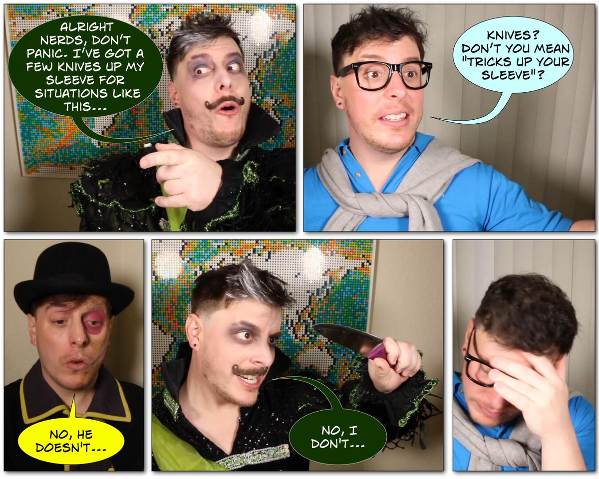 manbemel's tweet image. A Few Knives Up My Sleeve. From an incorrect quote by @earlgreymylove . 
#thomassanders #sanderssides #sanderssidesincorrectquote #sanderssidesphotocomic #remussanders #pattonsanders #janussanders