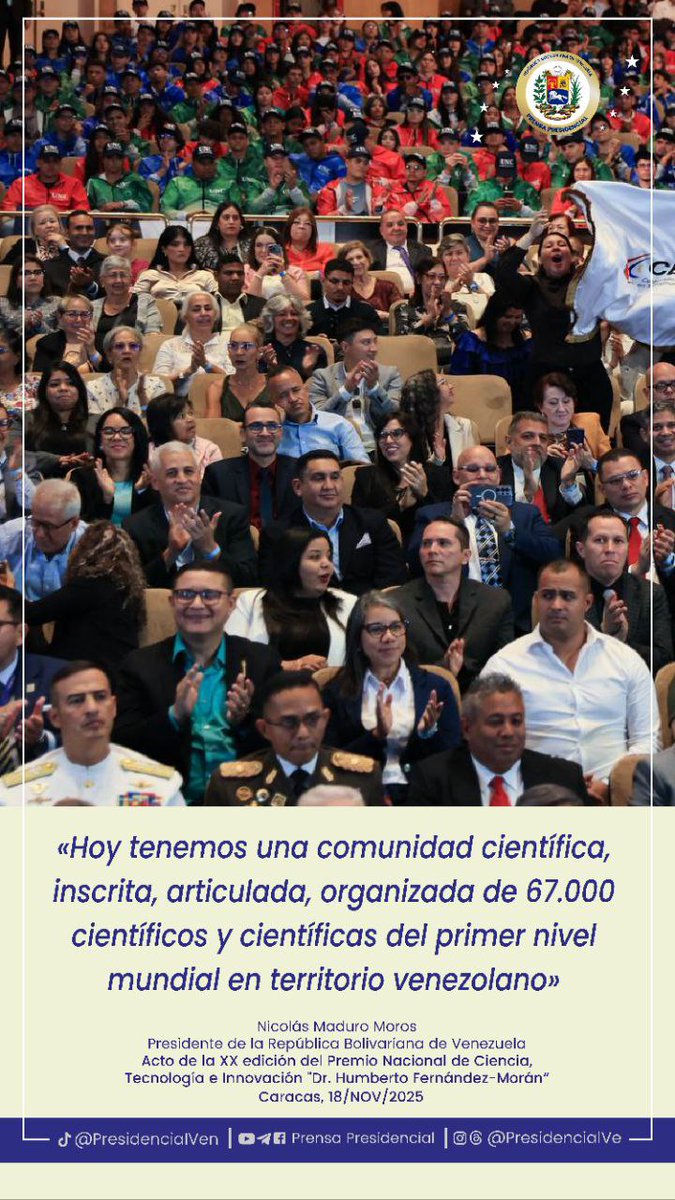 Viva la vanguardia venezolana, la comunidad científica y la tecnología 

Somos #paz, somos #Venezuela 💛💙❤️