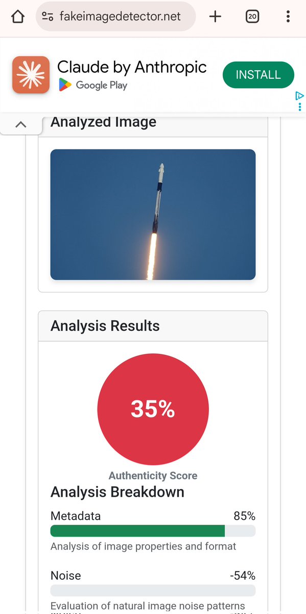astroferg's tweet image. This tool gives false positives against a photo of a real negative I have in my collection and a frame of a rocket launch I filmed myself. The results are unreliable.