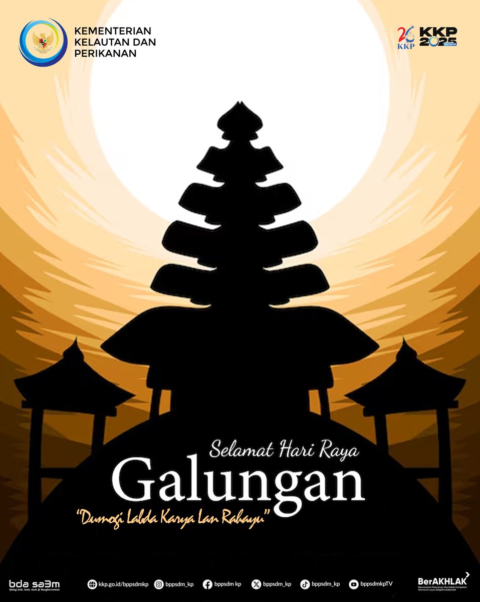 bppsdm_bppa's tweet image. Keluarga Besar Balai Pendidikan dan Pelatihan Aparatur mengucapkan Selamat Hari Raya Galungan ✨
“Dumogi labda karya lan rahayu.”
Semoga perayaan Galungan membawa kedamaian, keselamatan, dan keberkahan dalam setiap langkah.

@in_radiarta 
#PanganBiru #EkonomiBiru #Galungan2025