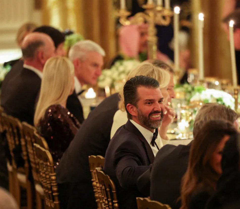 Why is Don Jr. at the state dinner with the Saudi Prince, and how much cocaine does it take to make your face do that?