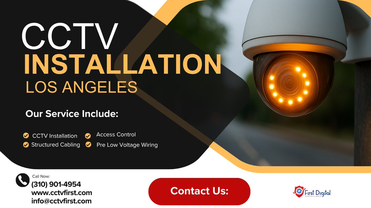 cctv1st's tweet image. 🎥 Secure your home or business with CCTV Security by First Digital Surveillance. Reliable installation in Los Angeles for cameras, access control, and intercom systems.  📷 info@cctvfirst.com 📷 #CCTVSecurity #SecurityCameraInstallation