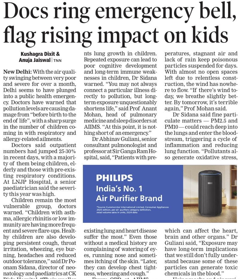 Doctors are now unequivocal; the air quality crisis in Delhi has morphed into a public health emergency. For over a month the AQI has hovered between “very poor” and “severe”, &amp; the consequences are no longer limited to coughs and irritation.

If it’s continued to be treated as