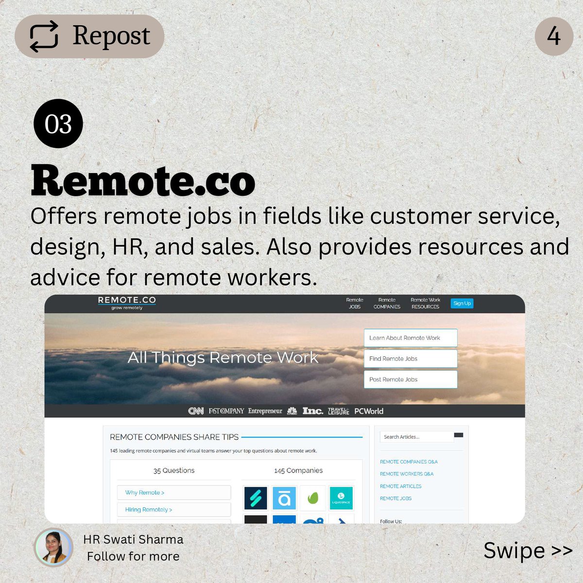 hrswatisharma's tweet image. 3. Remote .co
🎨 Customer service, HR, design, sales &amp;amp; more.
🛠️ Plus: Resources + advice for remote workers.