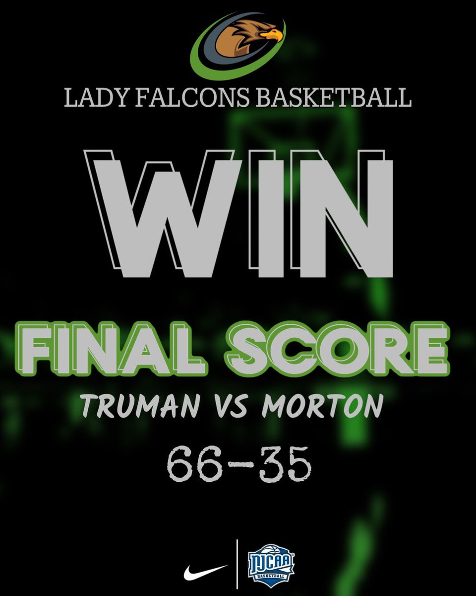 Falcon Country your Lady Falcons come away with the win against Morton college. We are 3-2 on the season. We had big performances from…

6’3 Fr C L. Johnson - 12pts 12rebs 4blks
5’11 Fr F K. Turner - 16pts 12rebs 6stls
5’7 Fr G V. Gutierrez - 16pts 6rebs 3stls