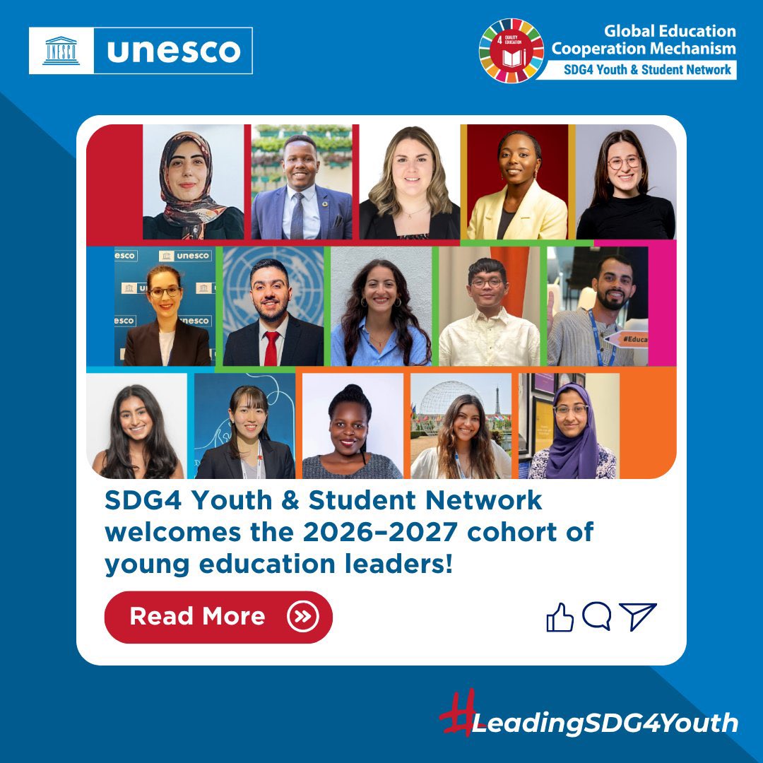 ruhi1258's tweet image. Honored to be selected again for the SDG4 Youth &amp;amp; Student Network 2026–2027 cohort! 🌍📚✨

Chosen from nearly 5,000 applicants to join 110 young leaders from 80 countries. Grateful to continue representing Nepal and working for inclusive, quality education. 🇺🇳💙

#SDG4 #UNESCO