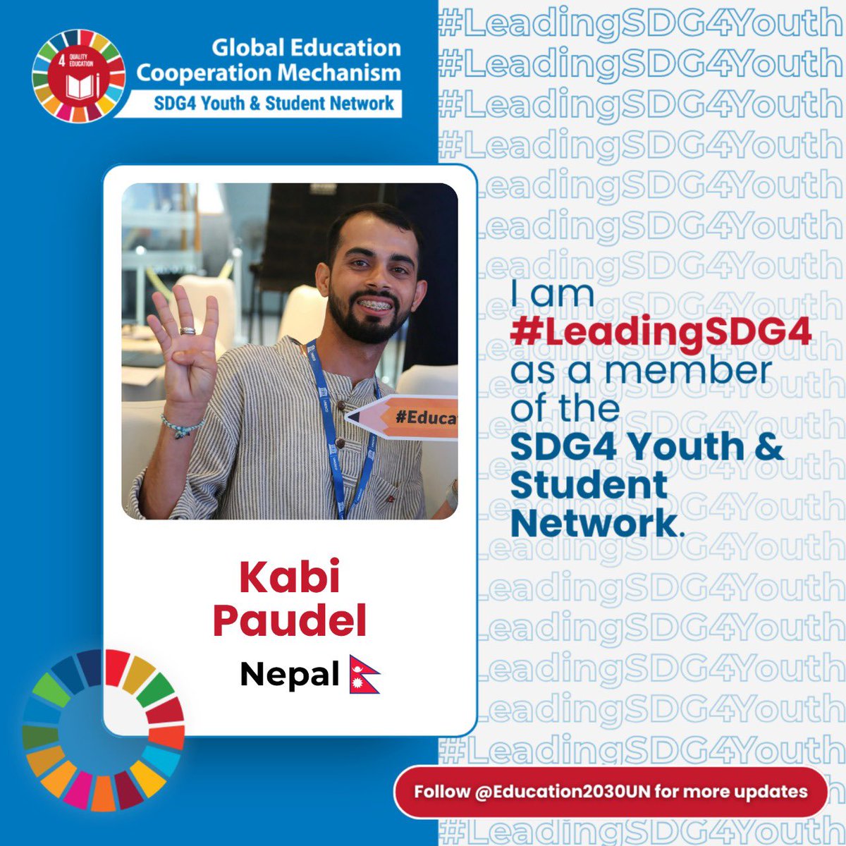 ruhi1258's tweet image. Honored to be selected again for the SDG4 Youth &amp;amp; Student Network 2026–2027 cohort! 🌍📚✨

Chosen from nearly 5,000 applicants to join 110 young leaders from 80 countries. Grateful to continue representing Nepal and working for inclusive, quality education. 🇺🇳💙

#SDG4 #UNESCO