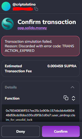 CriptoLatinopro's tweet image. @SolidoMoney I want to stake my SOLID tokens that I earned in the airdrop into veSOLID, but it won&apos;t let me. What can I do?

I have @SUPRA_Labs tokens in my wallet @Starkey_wallet