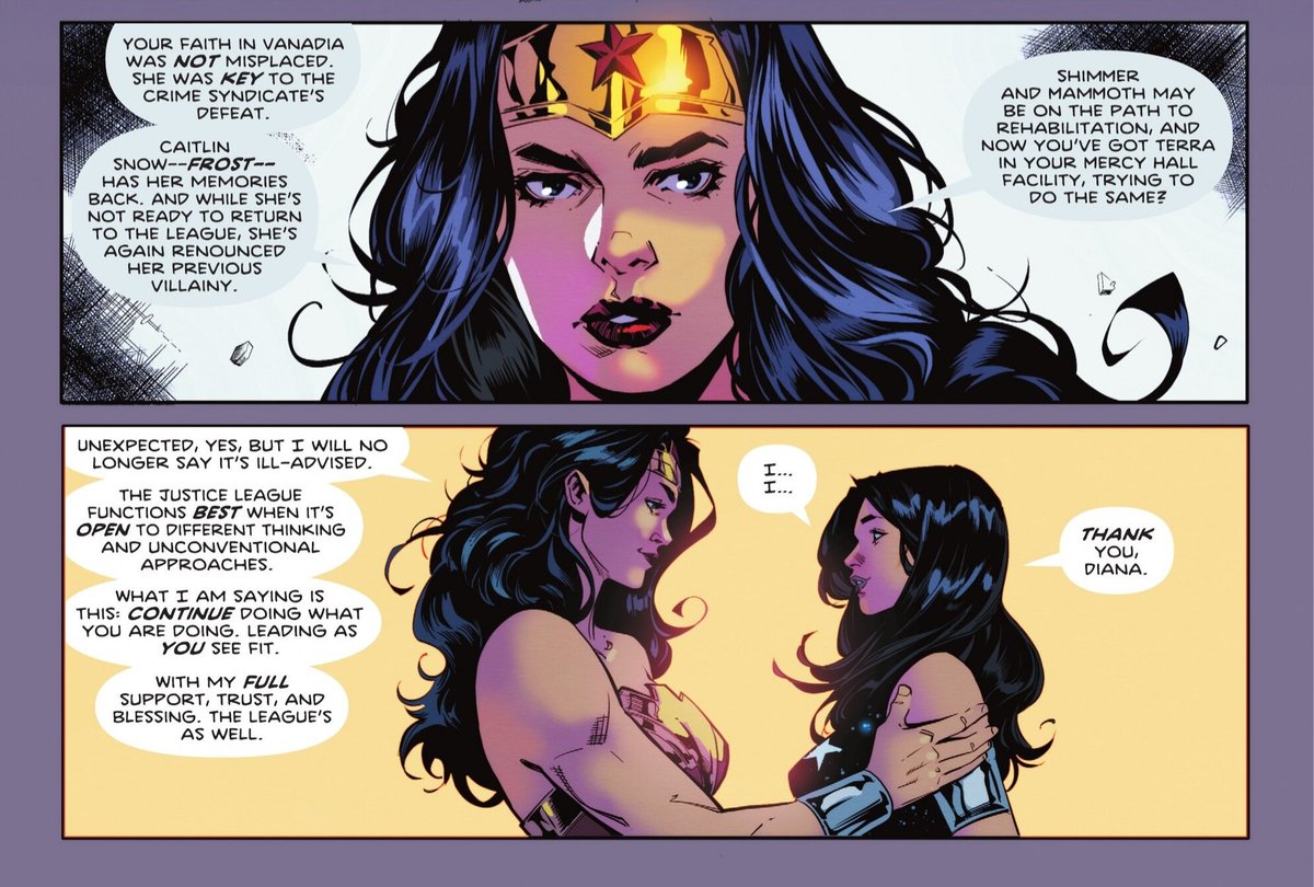 After defeating Deathstroke and his team over the past few months, Wonder Woman acknowledges Donna’s leadership with the Titans. 

Comic: Titans #26 (2025)