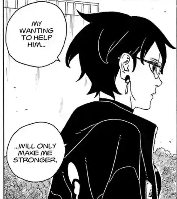 Sarada confessing she likes Boruto romantically and saying wanting to help him only makes her stronger… a love so pure, time only made it stronger ❤️