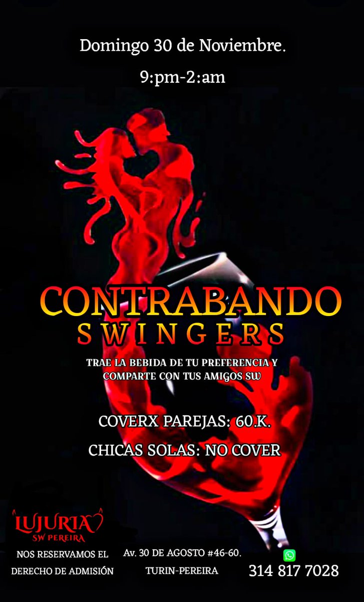LujuriaPereira_'s tweet photo. Amigos lujuriosos esta es nuestra programación para el fin de semana no te la pierdas #mundoswinger #CulturaSwinger #parejaswinger #findesemana #swinger #pereira https://t.co/muLrYcn8mR