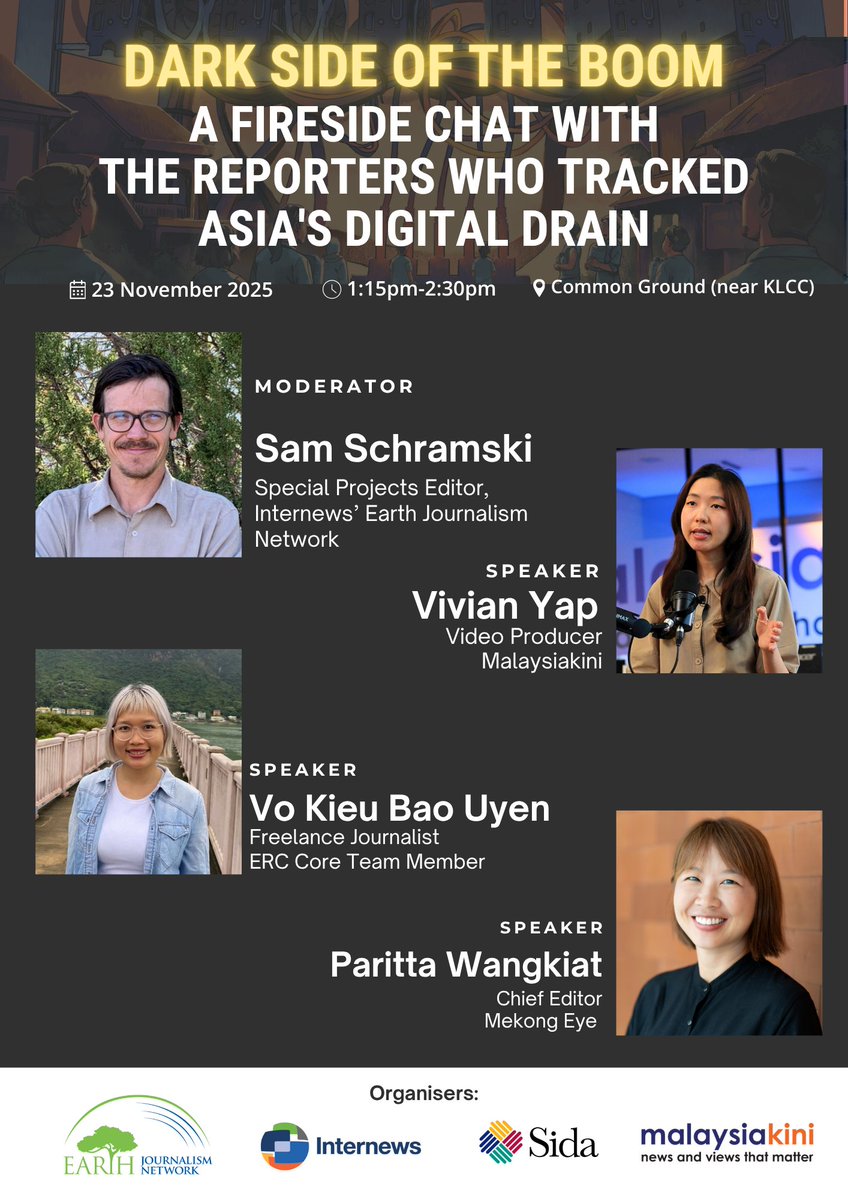malaysiakini's tweet image. The AI boom and other newer tech has hidden environmental costs. &quot;Dark Side of the Boom&quot; is a major collaborative special report that investigates the environmental and social costs of resource-intensive digital technologies across Asia.
Join us in KL for an exclusive, in-person…