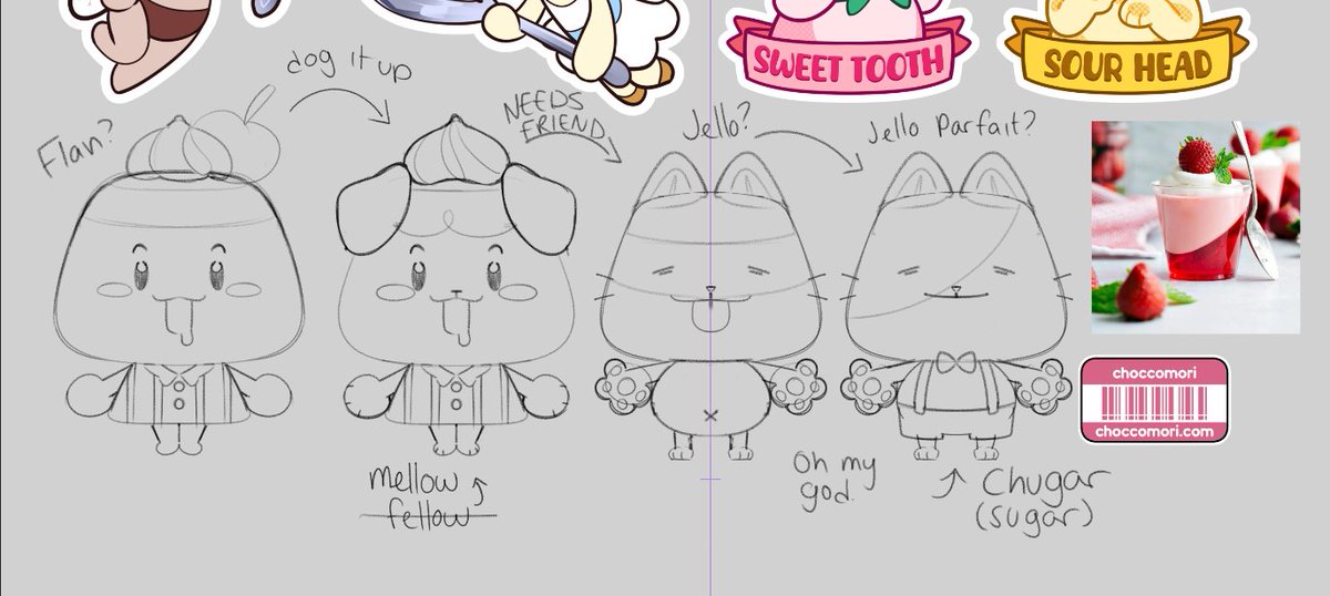 New display concept for my in-person sticker location, and while brainstorming for body variety, I accidentally made two new mascots.. yay?