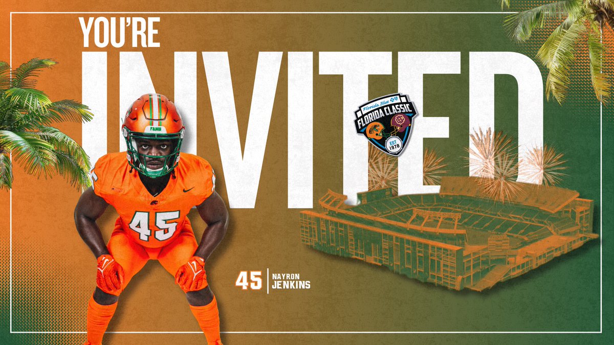 Thank you <a href="/FAMU_FB/">Florida A&M Football 🏈</a> for the invite! Excited to be at the Florida Classic this Saturday.
<a href="/HenryBurris/">Henry Burris</a> 
<a href="/CoachColzie/">James Colzie III</a> 
<a href="/baylintrujillo/">Baylin Trujillo</a> 
<a href="/dphsfootball/">Dr. Phillips</a> 
<a href="/CoachWellsDP/">Rodney Wells</a> 
<a href="/PatrickBowes32/">Patrick Bowes</a> 
<a href="/LambertWes84383/">Lambert West</a>