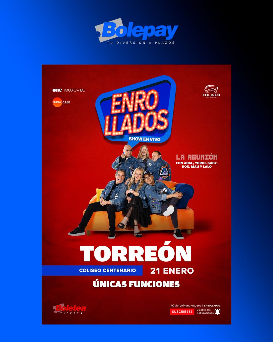 Si creciste con estos cracks… este show es obligatorio 🔥
Enrollados llega a Torreón este 21 de enero, y puedes ir sí o sí porque con Bolepay apartas con el 25% y terminas de pagar en abonos flexibles.

🎟️ Aparta hoy y disfruta después.

 #Pagaflexible #EventosTorreón