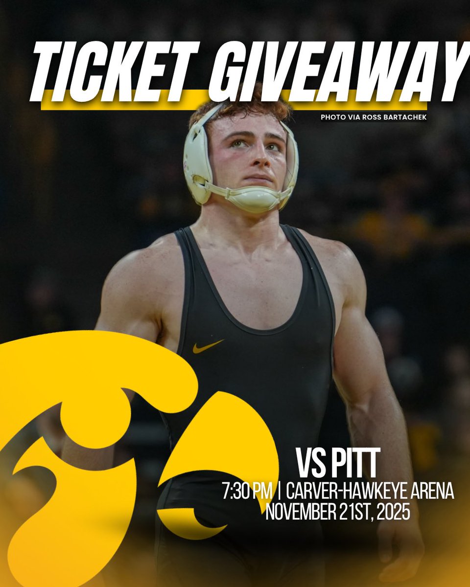 rossbchek's tweet photo. Ticket giveaway: A Top 25 dual goes down this Friday between Iowa and Pitt

To enter:
1) RT this tweet
2) Must be following 
3) Bonus entry for tagging a friend in reply/quote tweet

Dual Preview 🔗 https://t.co/n48wth7VnZ

Winner will be picked at random Thursday after Noon CT. https://t.co/WFVEOi0ReQ