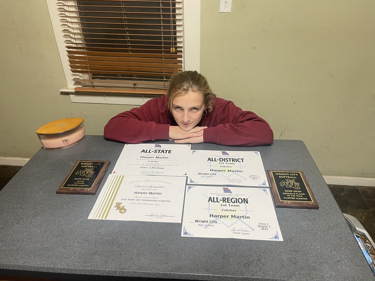 HarperMartin_29's tweet photo. We had our softball season end banquet tonight. What a great season. Thank you to our coaches and all my team mates!
2nd Team all conference EMO
1st Team All District 
1st Team All Region
1st Team All State
Team Silver Slugger Award
Defensive player of the Year https://t.co/ppaotptDLD