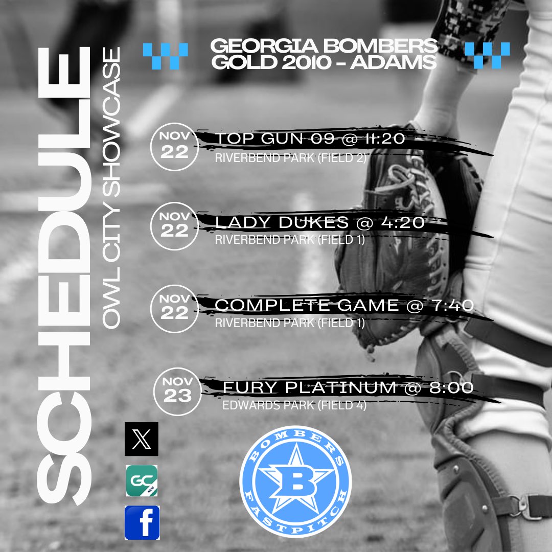 Ella_Hall2028's tweet photo. Schedule Drop for Owl City Showcase!!!
#2028academicathlete
@GaBombersGold @YHC_Softball @BrenauSoftball @BerrySoftball @RUSoftball22 @SUHawksSoftball @GGC_Softball @AgnesScottSB @egscsoftball @UNGSoftball @ccgasoftball https://t.co/iMO3dB1VEE