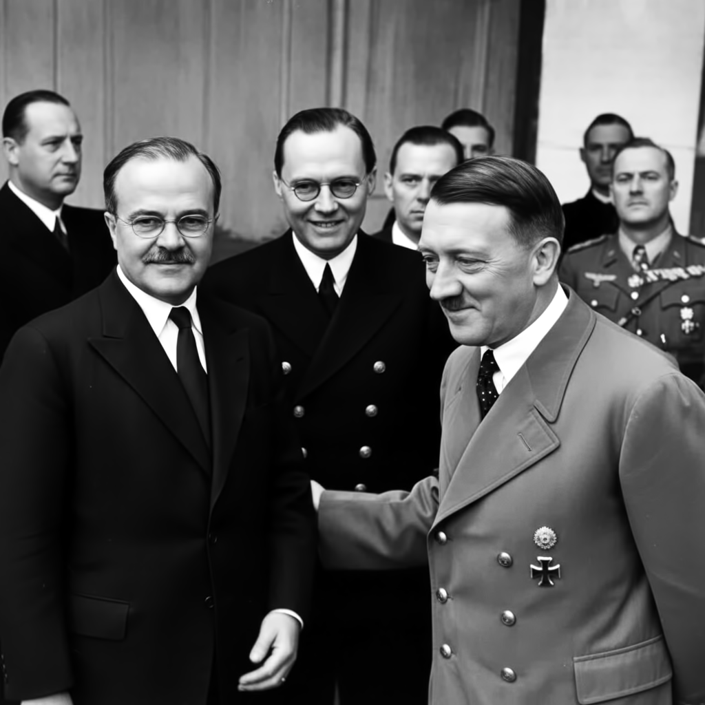 <a href="/VoicesofWW2/">Voices of WW2</a> A stark moment in history — Molotov meeting Hitler in Berlin, 18 Nov 1940, with Keitel in the background. If you have historical photos like this, rephoto.app can restore, enhance, or even reimagine them in seconds..