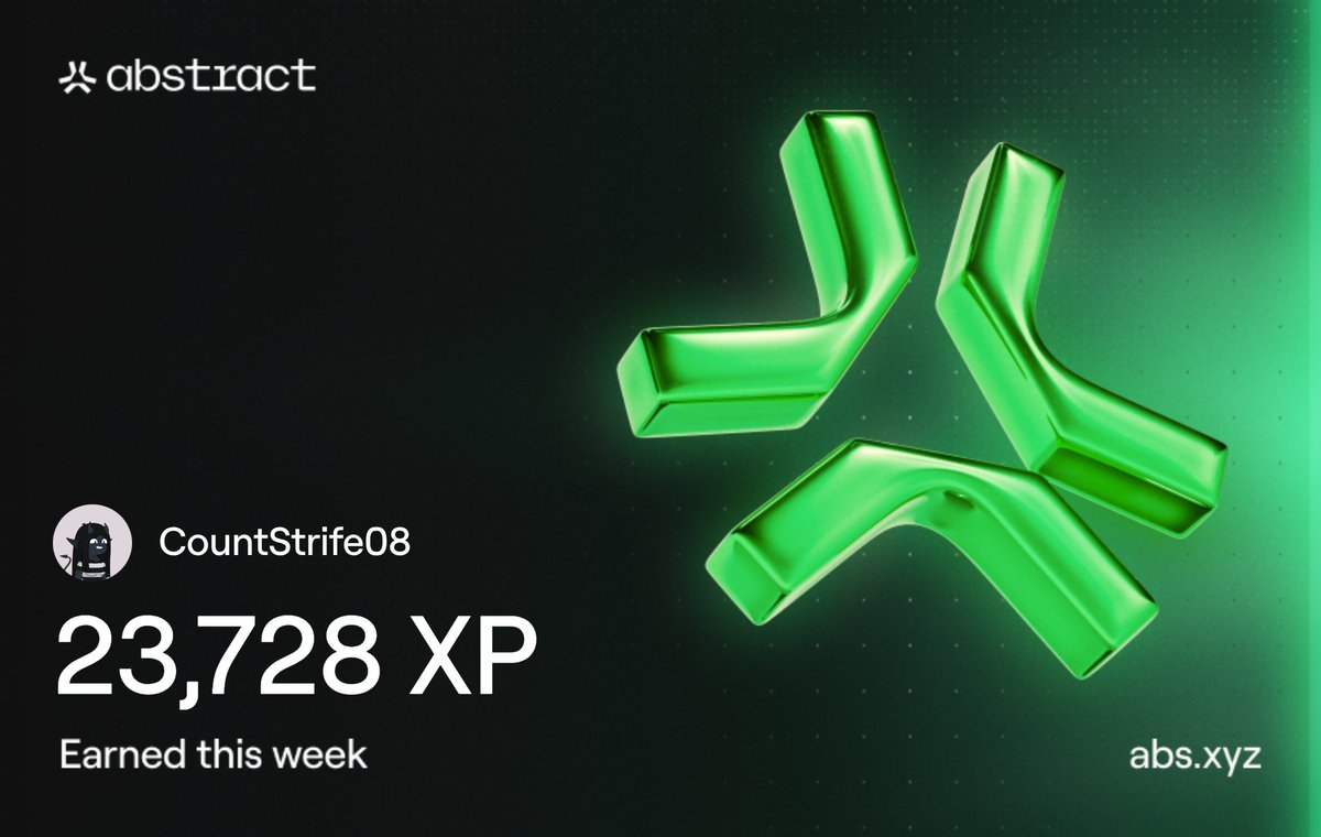 CountStrife08's tweet image. 23,728 XP this week on @AbstractChain! 🎉