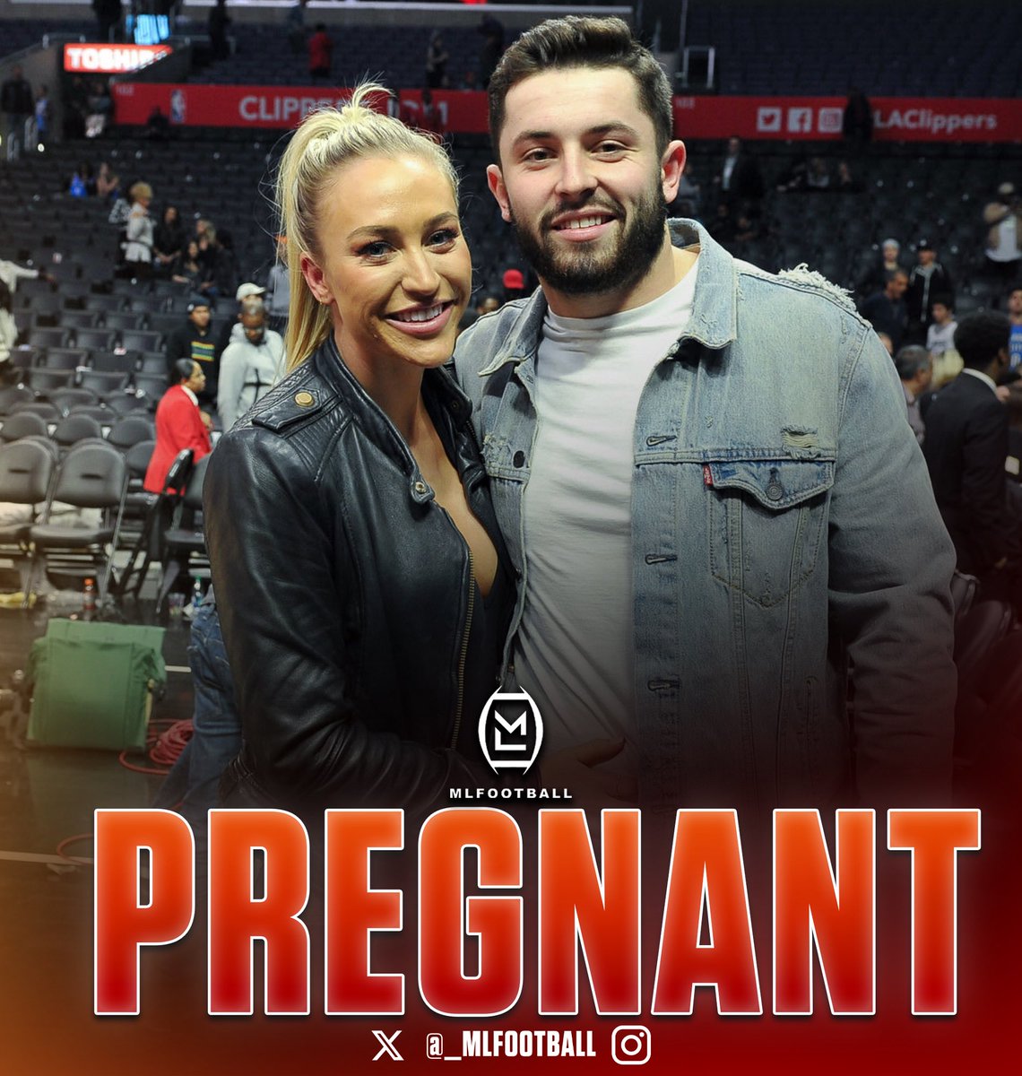 MLFootball's tweet image. CONGRATS: #Bucs star quarterback Baker Mayfield and his wife Emily announce that they are pregnant and expecting their second child together.

👏❤️

Congratulations to the entire Mayfield family!