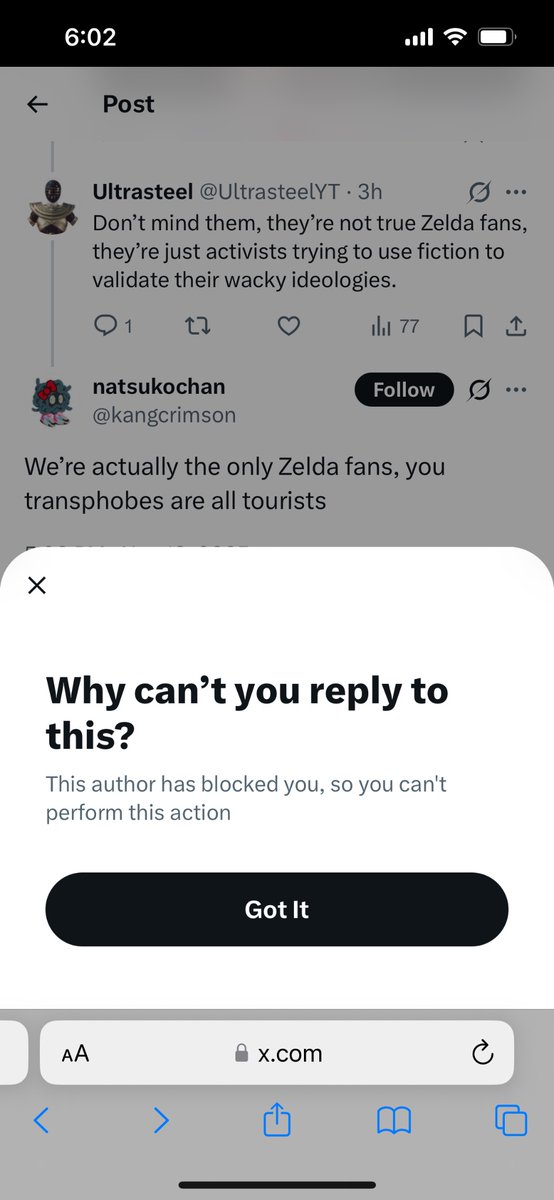 Wrong. And I’m confident I’ve been playing Zelda longer than you bud, you’re the tourist. Transphobe and proud!