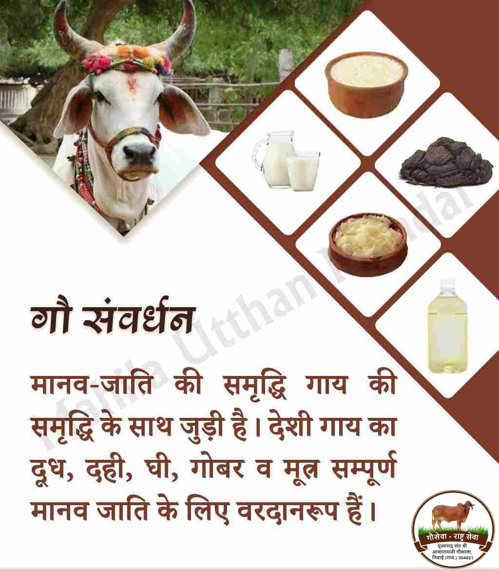 घृतक्षीरप्रदा गावो घृतयोन्यो घृतोद्भवा:।
घृतनद्यो घृतावर्तास्ता मे सन्तु सदा गृहे।।

#गौमाता घृत और दूध देने वाली है, घृत की उत्पत्ति स्थान, घृत को प्रकट करने वाली, घृत की नदी और घृत की भंवररूप है। वे सदा मेरे घर में निवास करें - (महा. अनु. ८० | १-४)