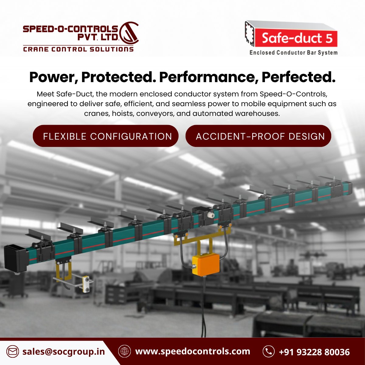 SpeedOControls's tweet image. Safe-Duct by Speed-O-Controls — the enclosed conductor system built for safe, efficient power delivery to cranes, hoists &amp;amp; automated systems.
Accident-proof, quick to install, flexible to expand, and built for -30°C to +55°C.

#SafeDuct #SpeedOControls