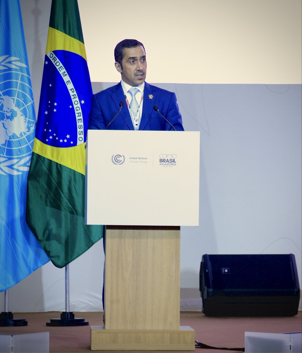 QatarEmb_BRS's tweet photo. Discurso do Estado do Catar na reunião ministerial realizada hoje, terça-feira, 18 de novembro de 2025, à margem da Conferência do Clima COP30. O discurso foi proferido por Sua Excelência Ahmad bin Mohammed Alshebani, Embaixador do Estado do Catar em Brasília. https://t.co/pvGo1kyvPa