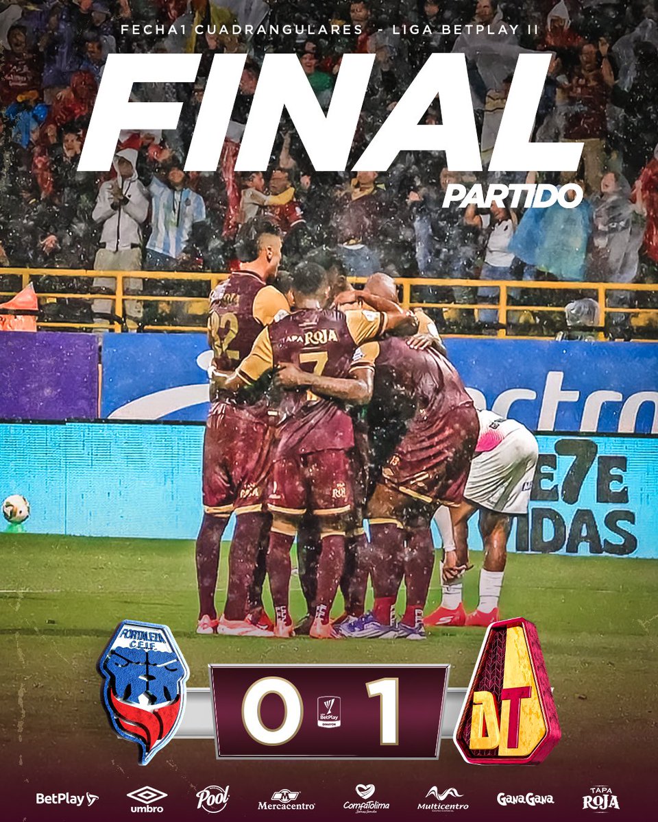 97’ ✅ Primer paso dado. Bajo la lluvia y lejos de casa, empezamos los cuadrangulares con compromiso, humildad y un triunfo que construimos TODOS en equipo. 

¡VAMOS TOLIMA! 🏹

| Fortaleza CEIF 0-1 Deportes Tolima |