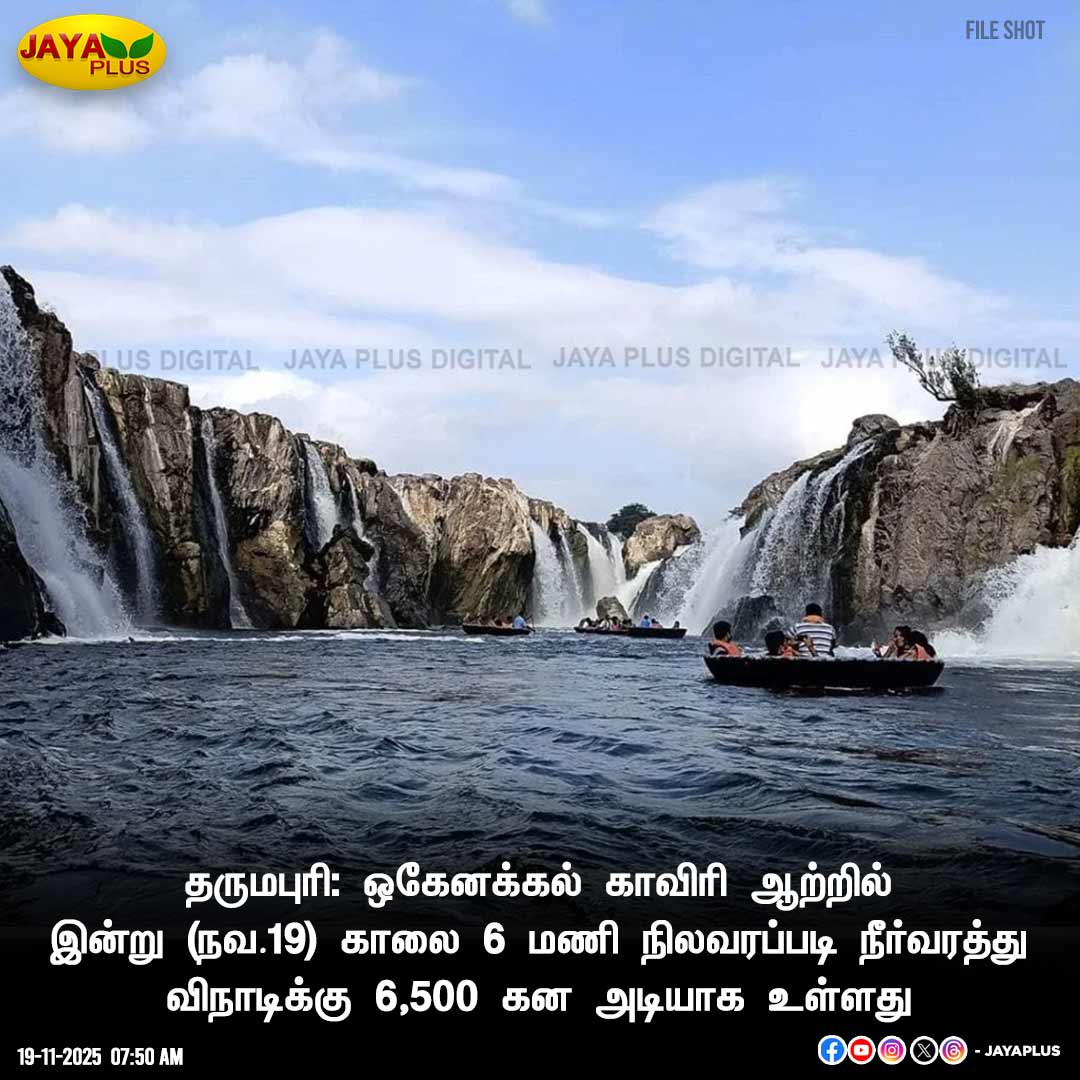 jayapluschannel's tweet image. ஒகேனக்கல் காவிரி ஆற்றில் இன்று (நவ.19) காலை 6 மணி நிலவரப்படி நீர்வரத்து விநாடிக்கு 6,500 கன அடியாக உள்ளது

#Dharmapuri #HogenakkalFalls #WaterFlow #JayaPlus