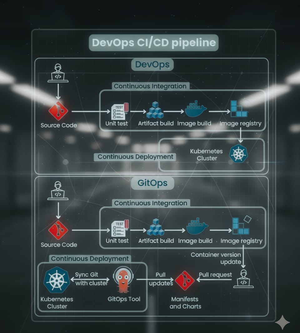 AJwillwin1312's tweet image. DevOps vs GitOps: Which CI/CD Approach Wins in 2025?
check comment👇

#DevOps
#GitOps
#CICD
#CloudNativ
#Kubernete
#Automation
#ContinuousDelivery
#SoftwareDevelopment
#DevOpsVsGitOps
#InfrastructureAsCode
#TechTrends
#CloudComputing