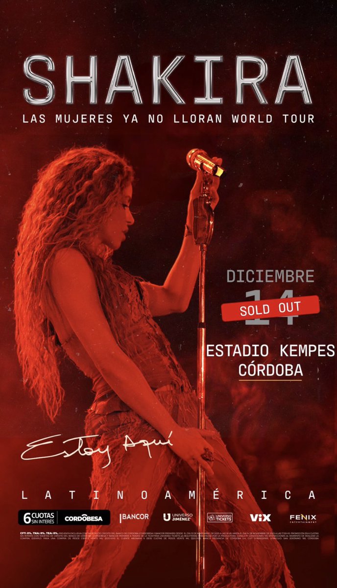 La energía de Córdoba no se explica: KEMPES SOLD OUT.

Shakira lo volvió a hacer 💥

El 14/12 nos espera una noche única. ✨