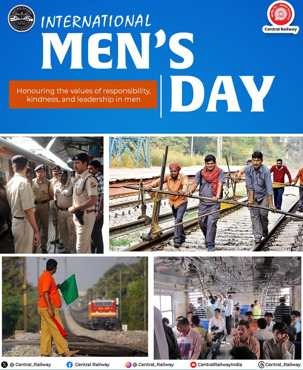 Central_Railway's tweet image. ✨ Happy International Men’s Day 🚆
Celebrating the strength, dedication &amp;amp; leadership of the men who keep our railways running your hard work and integrity move us forward.

We salute the spirit that builds a stronger nation. ⭐
#InternationalMensDay #MensDay #CentralRailway…