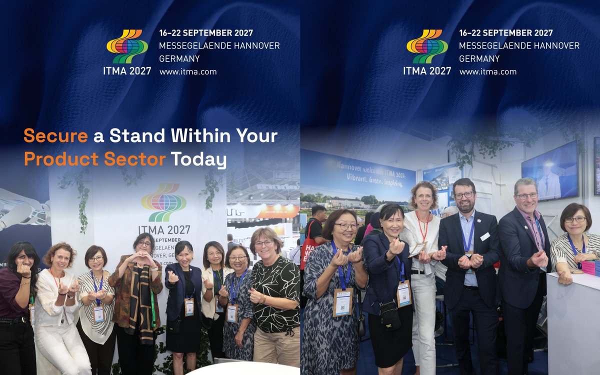 ITMA2027's tweet image. Thank you to all our media partners and industry friends who visited the #ITMA2027 booth at #ITMAasiaCITMEsg2025.  We appreciated the meaningful conversations and strong interest in what is ahead for Hanover.

Apply for stand space now bit.ly/4i2vrGw

#TextileTechnology