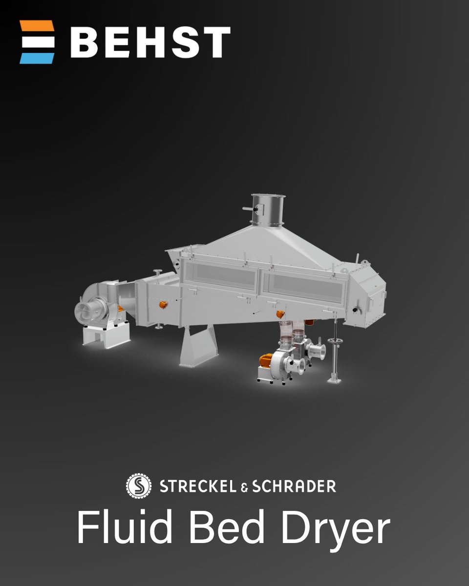 BehstCo's tweet image. Streckel &amp;amp; Schrader Fluid Bed Dryer

A redesigned upstream inlet contour ensures that the entire sieve surface can be used for the drying and cooling.

For More Information: behstco.com/value-added-pr…
