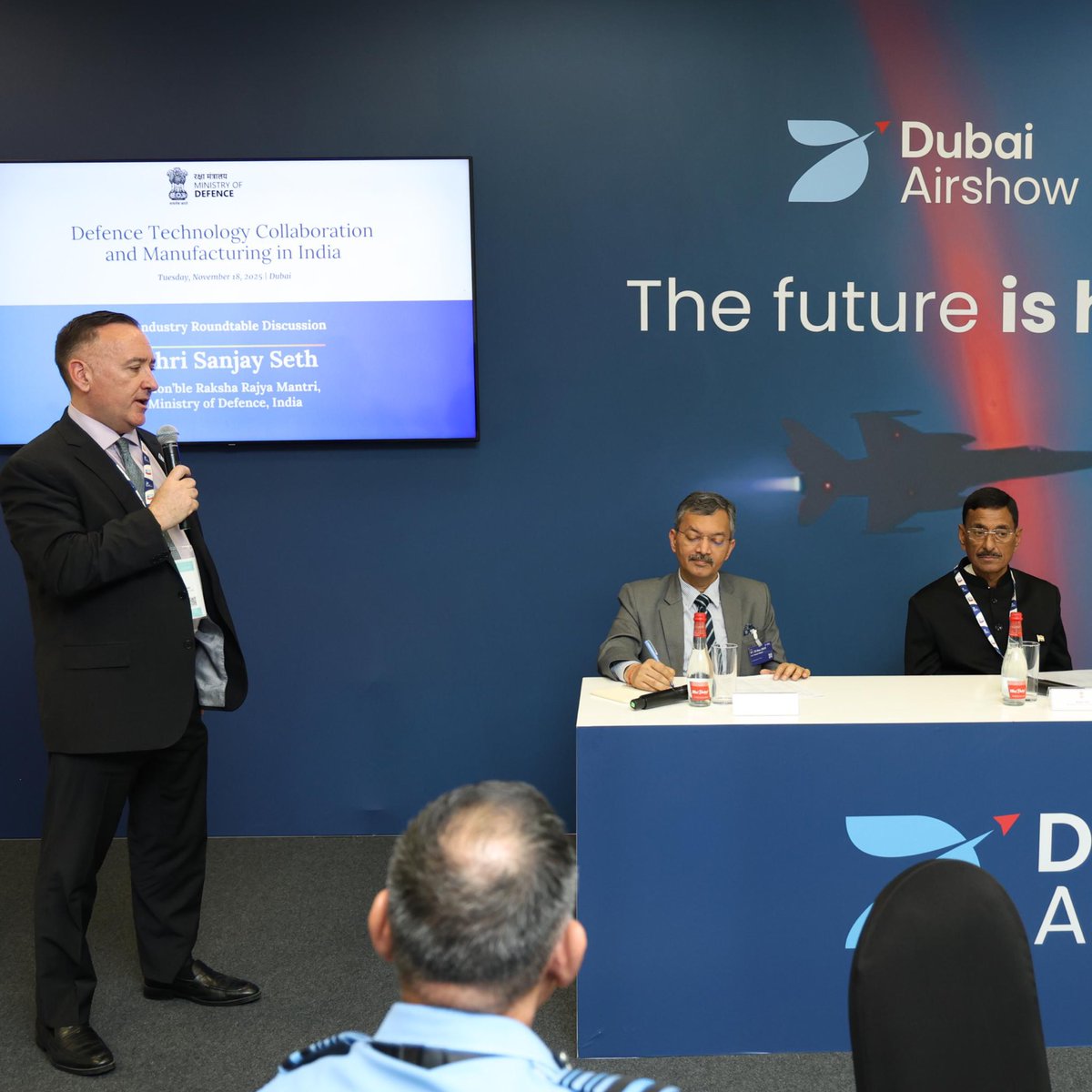 prodefencejammu's tweet image. Raksha Rajya Mantri Shri @SethSanjayMP, during his visit to the UAE, chaired an Industry Roundtable in Dubai on ‘Defence Technology Collaboration and Manufacturing in India’ with the participation of 50 global and Indian companies. He highlighted India’s growing defence…